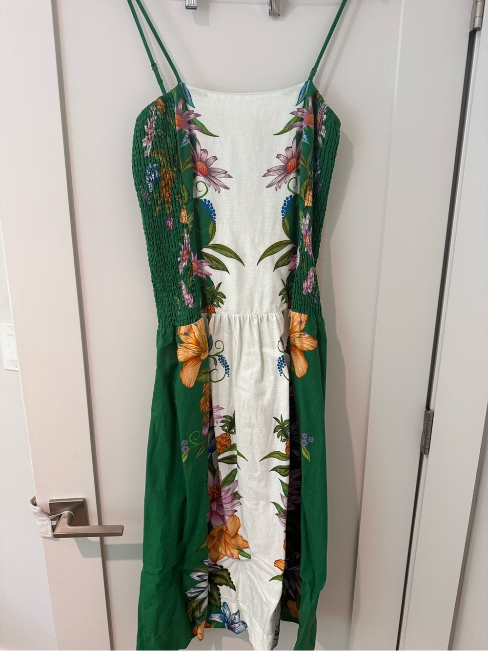 FARM Rio Green & White Floral Midi Dress with Spaghetti Straps - Picture 3 of 4